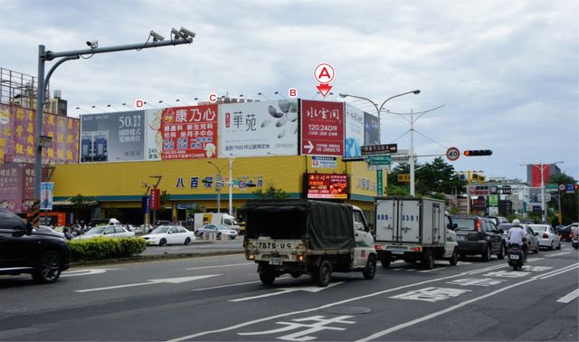 TN-S-90A鐵架廣告塔-台南市永華路二段81-101號-家樂福、燦坤3C、台南市政府廣告版面